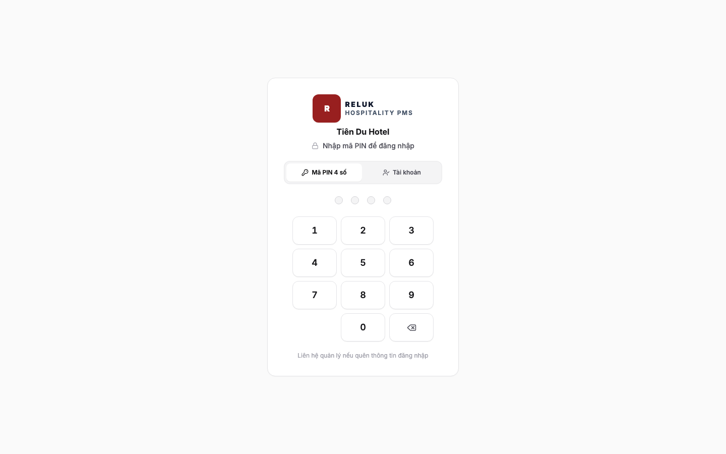 Màn hình đăng nhập mã PIN